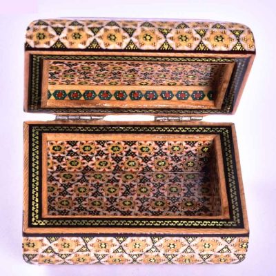 Handcrafted Wooden Jewelry Box with Persian Khatam Design – Majlesi