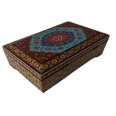Handcrafted Wooden Jewelry Box with Persian Khatam Design – Rose