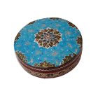 Handcrafted Wooden Jewelry Box with Persian Khatam Design – Round