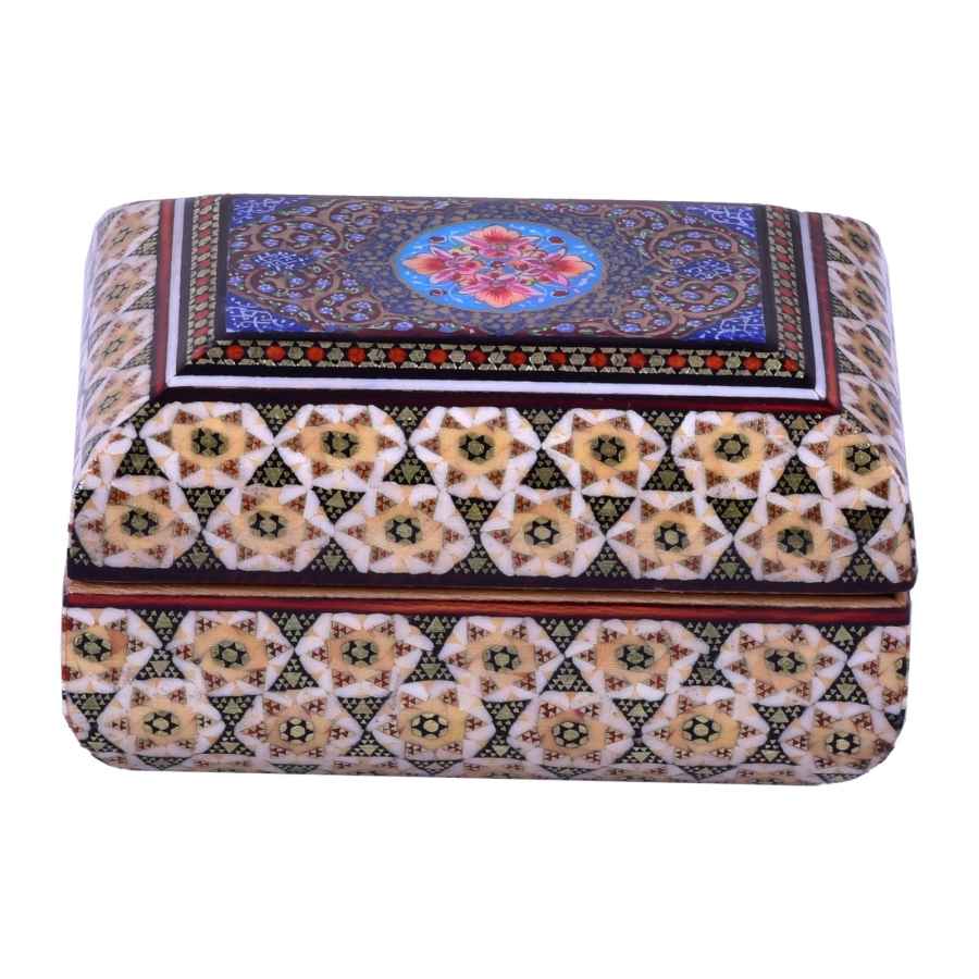 Handcrafted Wooden Jewelry Box with Persian Khatam Design – Setareh