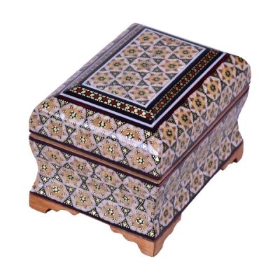 Handcrafted Wooden Jewelry Box with Persian Khatam Design – Star