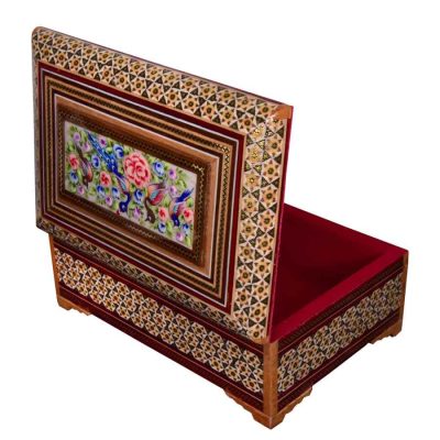 Handcrafted Wooden Jewelry Box with Persian Khatam Design – Zhina