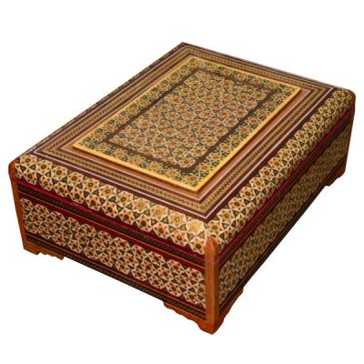 Handcrafted Wooden Jewelry Box with Persian Khatam Design – Ahoura