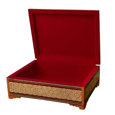 Handcrafted Wooden Jewelry Box with Persian Khatam Design – Ahoura