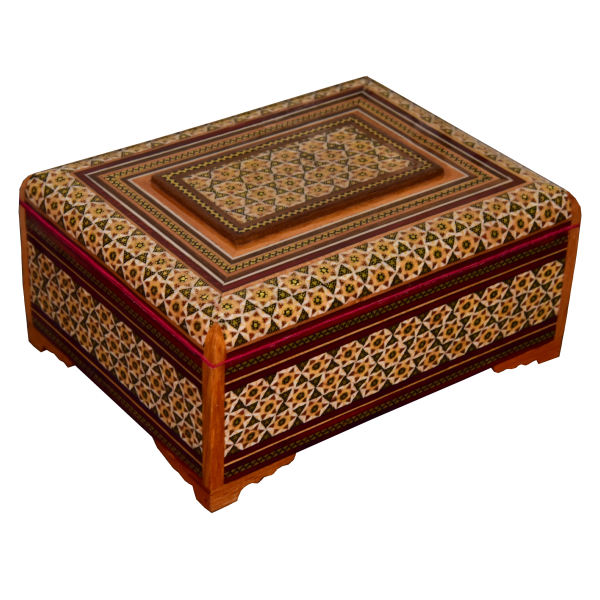 Handcrafted Wooden Jewelry Box with Persian Khatam Design - Ahoura II