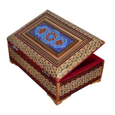 Handcrafted Wooden Jewelry Box with Persian Khatam Design – Brilliant