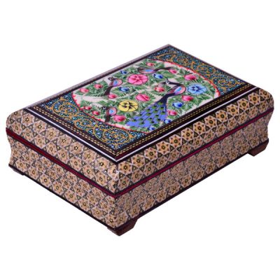 Handcrafted Wooden Jewelry Box with Persian Khatam Design – Caren