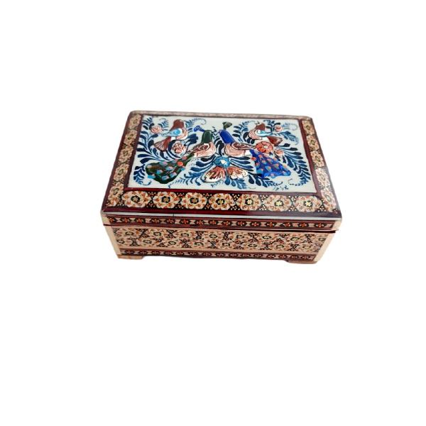 Handcrafted Wooden Jewelry Box with Persian Khatam Design - Ghasemi