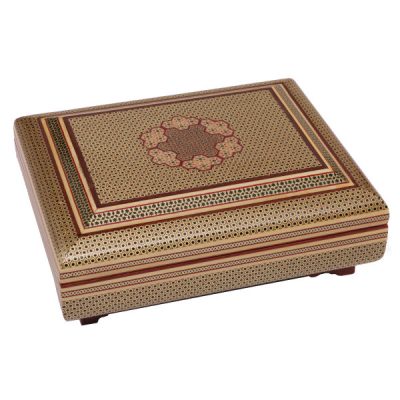 Handcrafted Wooden Jewelry Box with Persian Khatam Design – Goharan