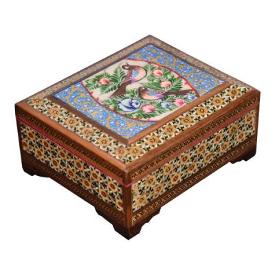 Handcrafted Wooden Jewelry Box with Persian Khatam Design – Pardisi