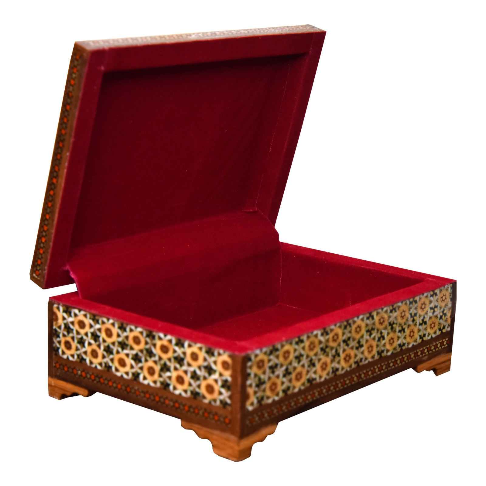 Handcrafted Wooden Jewelry Box with Persian Khatam Design – Pardisan