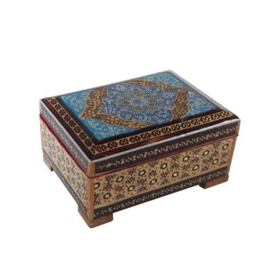 Handcrafted Wooden Jewelry Box with Persian Khatam Design – Royal