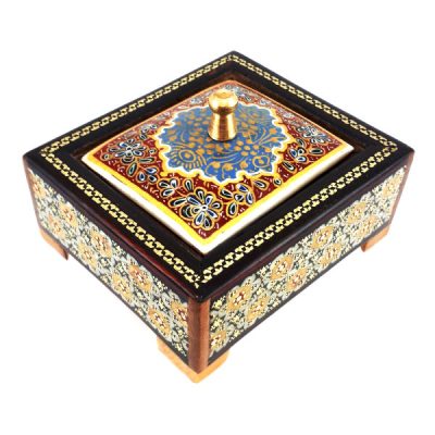 Handcrafted Wooden Jewelry Box with Persian Khatam Design – Saeidara