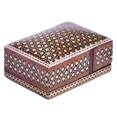 Handcrafted Wooden Jewelry Box with Persian Khatam Design – Setareh