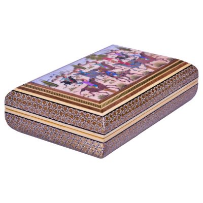 Handcrafted Wooden Jewelry Box with Persian Khatam Design – Shekar