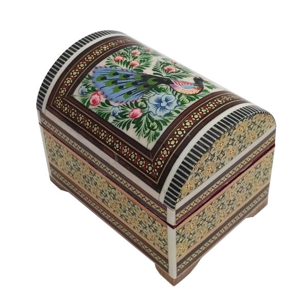 Handcrafted Wooden Jewelry Box with Persian Khatam Design - Tavoos