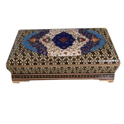 Handcrafted Wooden Jewelry Box with Persian Khatam Design – Tazhibi