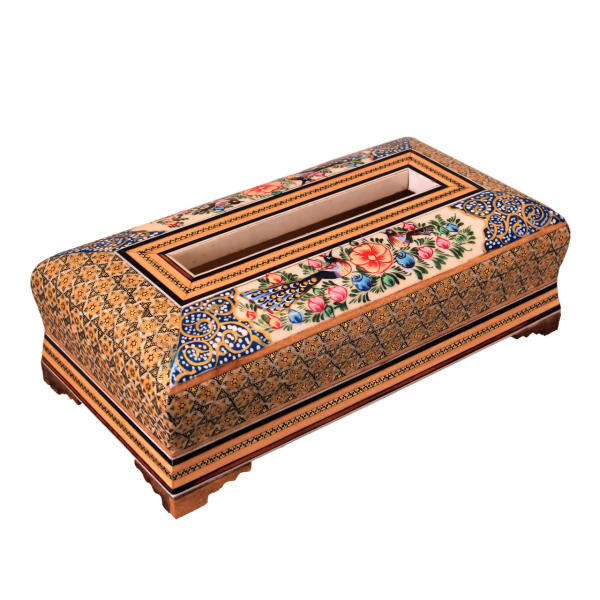 Handcrafted Persian Wooden Tissue Box Cover – Khatamkari Ahoura