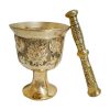 Brass Mortar & Pestle with Traditional Persian Floral Pattern Ahoura