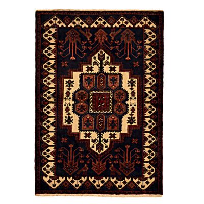 Persian Carpet Intricately Hand-Knotted Medallion Wool Navy Blue