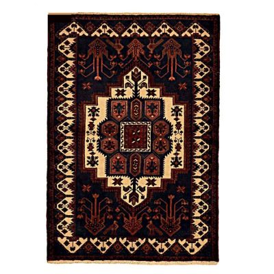 Persian Carpet Intricately Hand-Knotted Medallion Wool Navy Blue