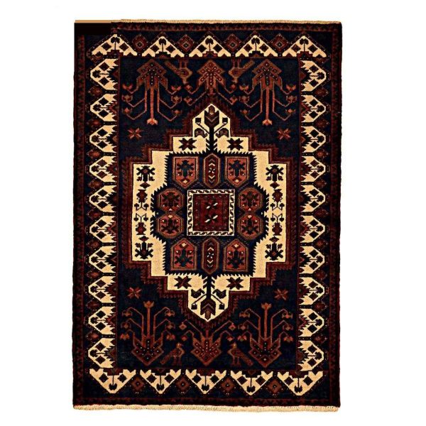 Persian Carpet Intricately Hand-Knotted Medallion Wool Navy Blue