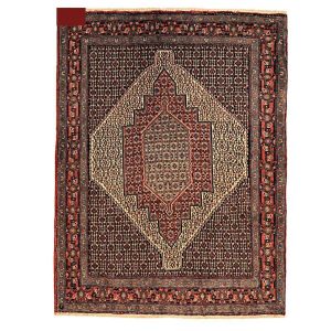 Persian Hand Knotted 2 Meter Sanandaj Rug Light Cream