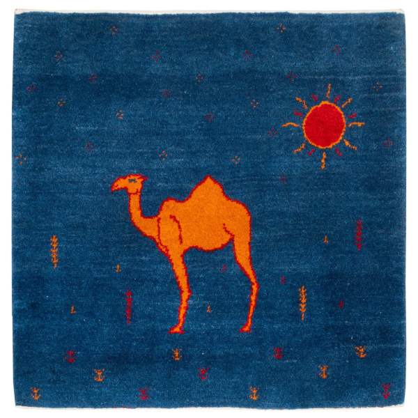 Persian Gabbeh Wool Rug Handwoven with Animal Motifs Camel
