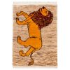 Persian Gabbeh Wool Rug Handwoven with Animal Motifs Golden Lion
