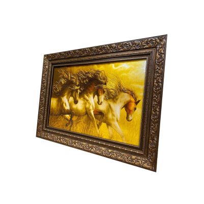 Hand-Knotted Persian Pictorial Rug from Tabriz Depicting Golden Horse