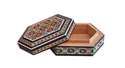 Handcrafted Wooden Jewelry Box with Persian Khatam Design – Milan
