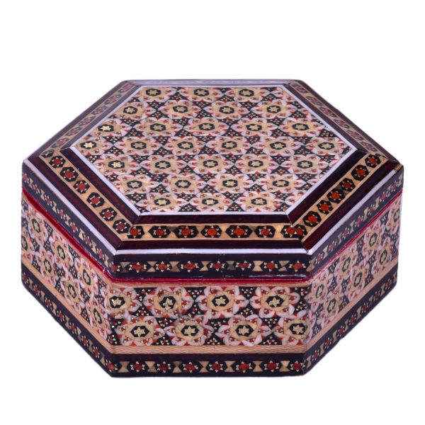 Handcrafted Wooden Jewelry Box with Persian Khatam Design – Silva