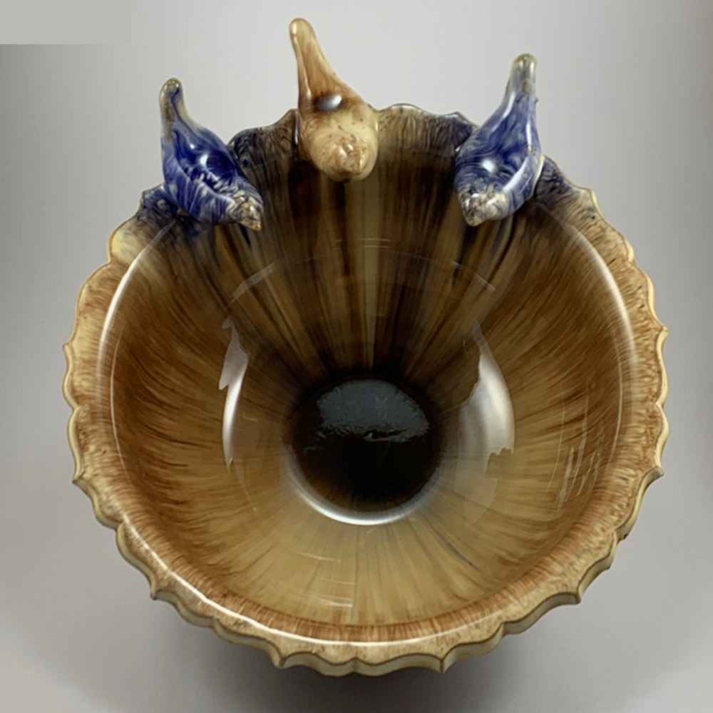 Handmade Decorative Pottery Bowl Model Tree Birds