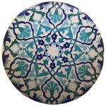 Decorative Pottery Plate Hand-Painted Blue Design