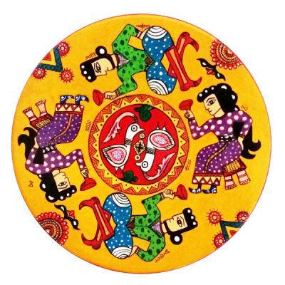 Decorative Pottery Plate Hand-Painted Rajasthani XI