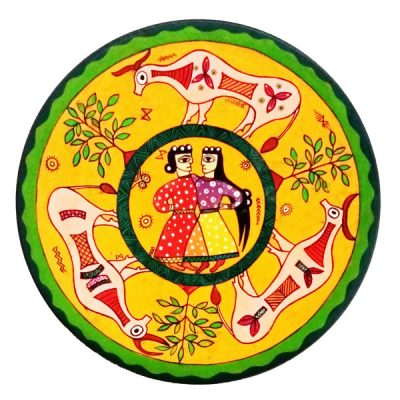 Decorative Pottery Plate Hand-Painted Rajasthani XII