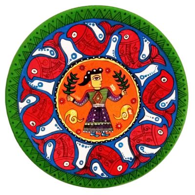 Decorative Pottery Plate Hand-Painted Rajasthani