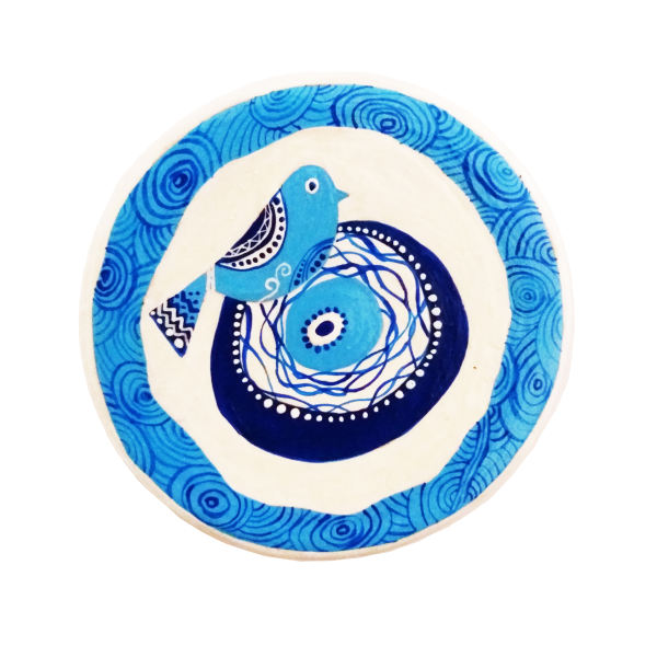 Decorative Pottery Plate Hand-Painted Nazar Bird