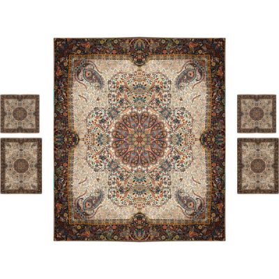 Persian Bedspread Set – Oriental Style Double Size with Termeh Fabric – Afshar