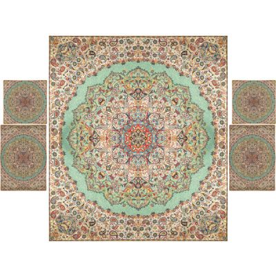 Persian Bedspread Set – Oriental Style Double Size with Termeh Fabric – Negin
