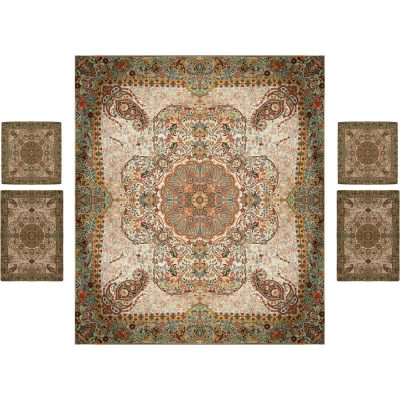 Persian Bedspread Set – Oriental Style Double Size with Termeh Fabric – Negin