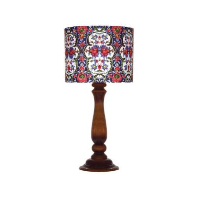 Traditional Wooden Table Lamp with Persian Inspired Lampshade