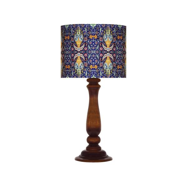 Traditional Wooden Table Lamp with Persian Inspired Lampshade Kabiri