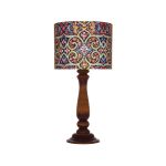 Traditional Wooden Table Lamp with Persian Inspired Lampshade Kashi