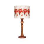 Traditional Wooden Table Lamp with Flowers Lampshade