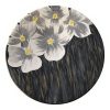 Decorative Pottery Wall Plate Hand-Painted White Flowers & Dark Gray