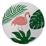 Decorative Pottery Plate Hand-Painted Pink Flamingo