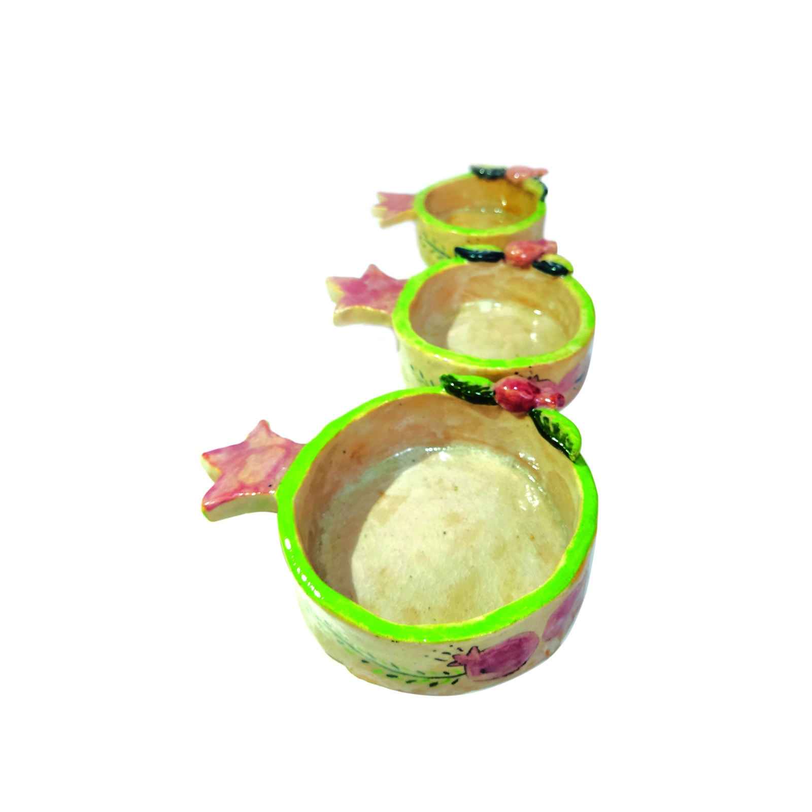 Set of 3 Handmade Decorative Pottery Bowls Model Anar