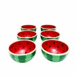 Set of 6 Handmade Decorative Pottery Bowls Watermelon II