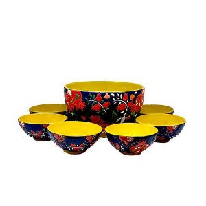 Set of 6 Iranian Pottery Bowls Model Yellow